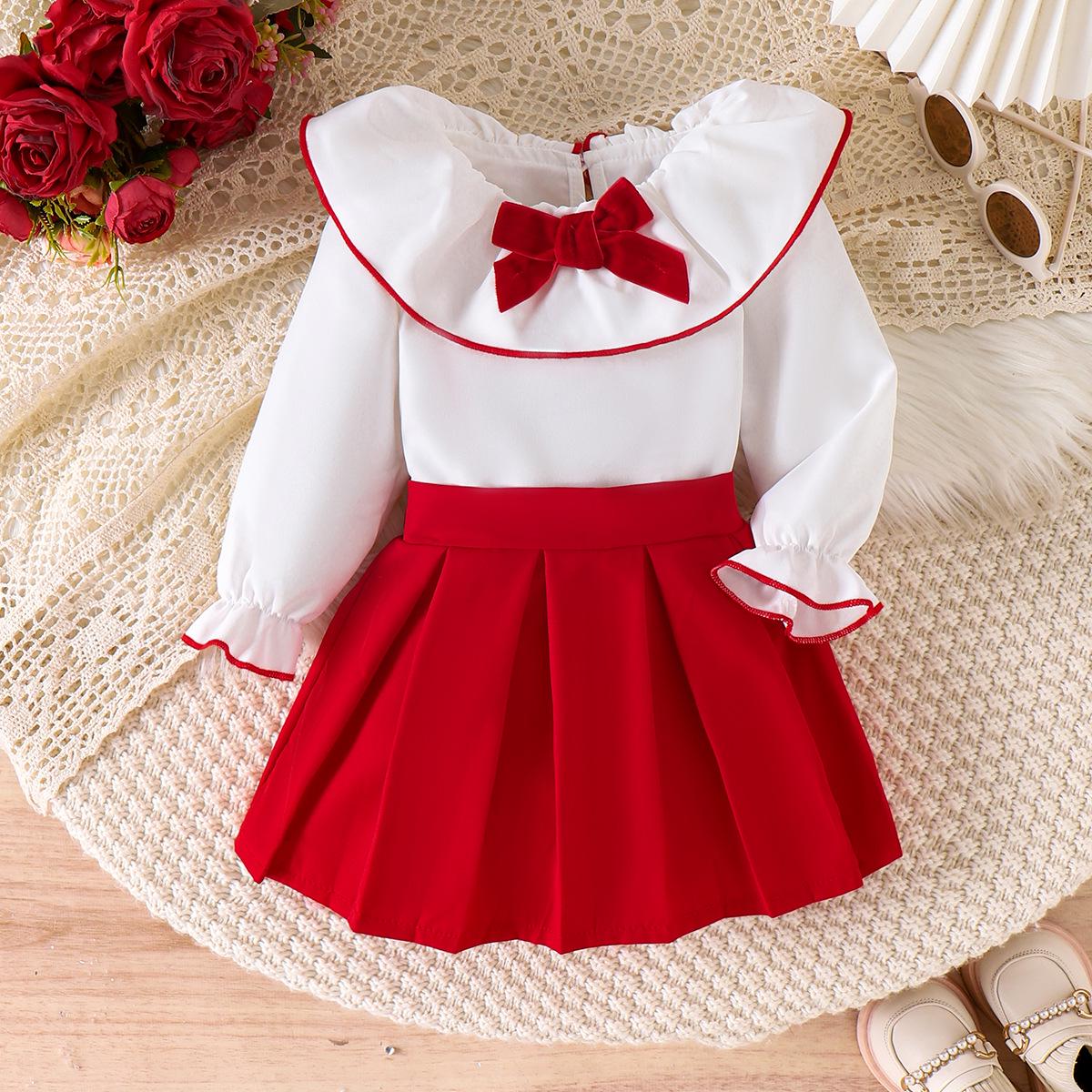 New Girl s European & American Clothing Set: White Long-Sleeve Top + Red Short Skirt 18-24 Months
New Girl s European & American Clothing Set: White Long-Sleeve Top + Red Short Skirt 18-24 Months