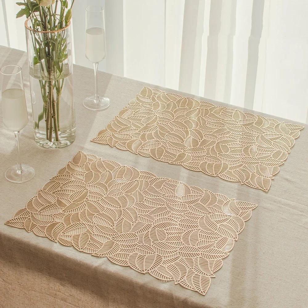 Placemats Hollowed Out Hot Gold Leaves PVC Insulating Mats Square Non-iron Non-slip Placemat Home Dining Table Waterproof Pads 45X30cm
Placemats Hollowed Out Hot Gold Leaves PVC Insulating Mats Square Non-iron Non-slip Placemat Home Dining Table Waterproof Pads 45X30cm