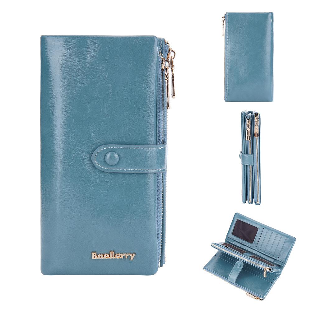 Женский модный длинный кошелек из искусственной кожи, клатч с двойной молнией, сумка для мобильного телефона, женский кошелек для монет с несколькими картами церулеан голубой
Женский модный длинный кошелек из искусственной кожи, клатч с двойной молнией, сумка для мобильного телефона, женский кошелек для монет с несколькими картами церулеан голубой
