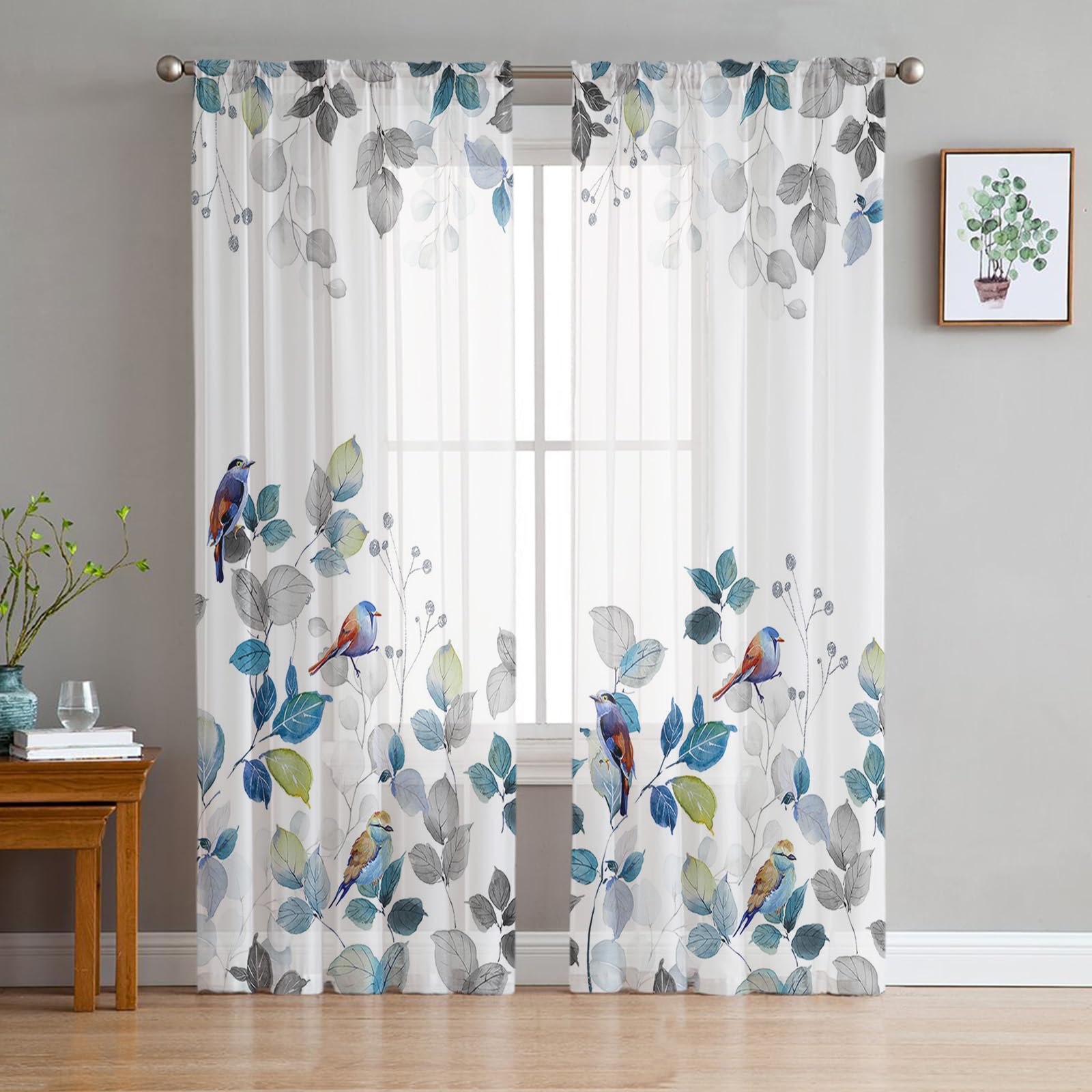 Прозрачные шторы с зелеными листьями, шторы с колибри и эвкалиптом, светофильтрующие шторы с кулиской, вуалевые шторы W135 x H115cm x2
Прозрачные шторы с зелеными листьями, шторы с колибри и эвкалиптом, светофильтрующие шторы с кулиской, вуалевые шторы W135 x H115cm x2