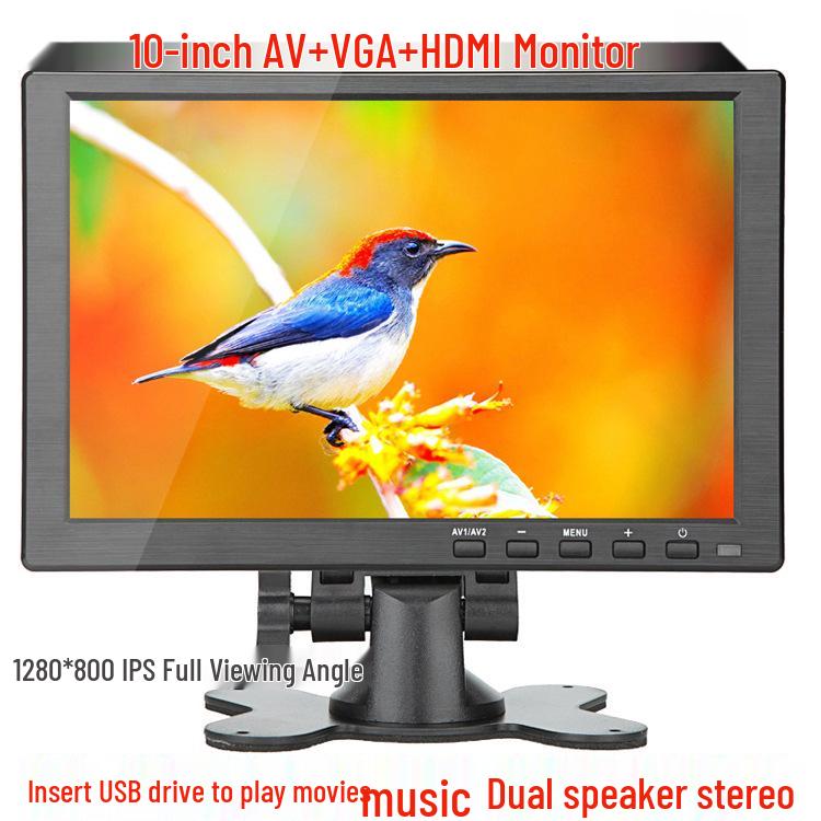 10.1-Inch 1280x800 Monitor with AV, VGA, HDMI, and Speakers
10.1-Inch 1280x800 Monitor with AV, VGA, HDMI, and Speakers