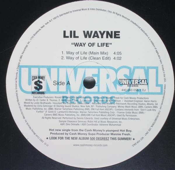 12-дюймовая пластинка LIL WAYNE - Way Of Life 4400600561DJ Cash Money Reco 2002 US Рэп и хип-хоп/R&B Б/У
12-дюймовая пластинка LIL WAYNE - Way Of Life 4400600561DJ Cash Money Reco 2002 US Рэп и хип-хоп/R&B Б/У