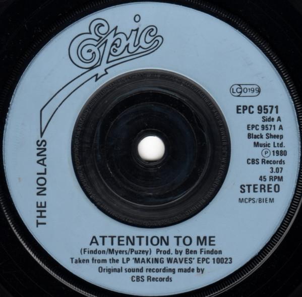 7inch Record NOLANS Attention To Me EPC9571 Epic 1981 UK Pop Used
7inch Record NOLANS Attention To Me EPC9571 Epic 1981 UK Pop Used