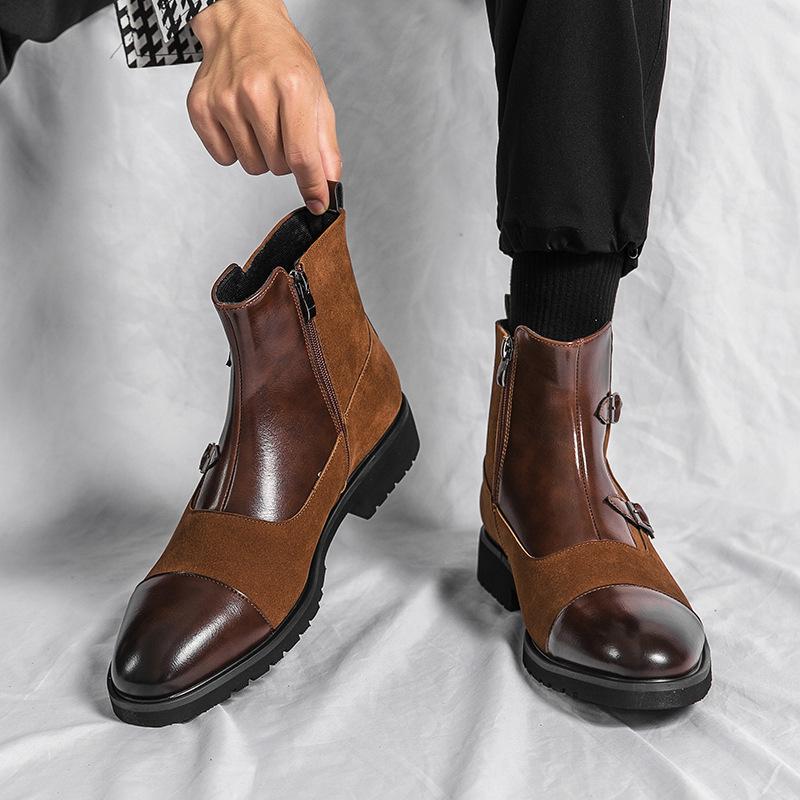 British style men s medium and high-top leather shoes Brock business casual short boots fashionable retro pointed heightening Martin boots 38 чёрный
British style men s medium and high-top leather shoes Brock business casual short boots fashionable retro pointed heightening Martin boots 38 чёрный