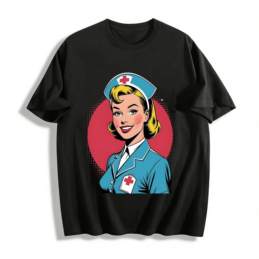 Vintage Comic Style Nurse Print Casual T-Shirt Pure cotton T-shirt XXS
Vintage Comic Style Nurse Print Casual T-Shirt Pure cotton T-shirt XXS