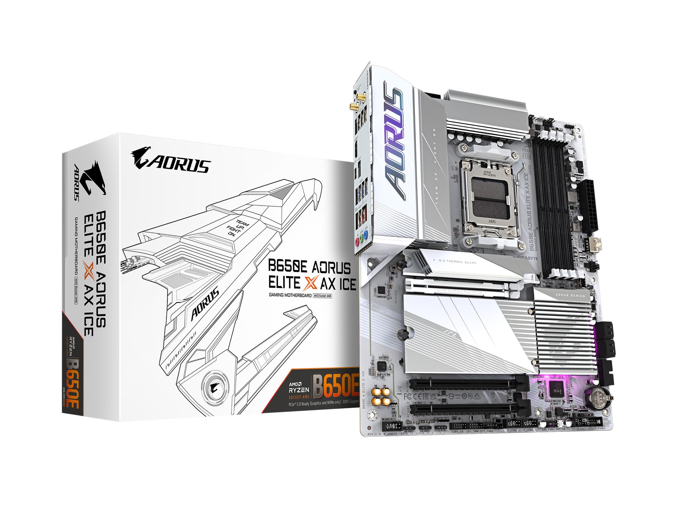 GIGABYTE B650E AORUS ELITE X AX ICE AMD Ryzen Series Compatible Socket AM5 DDR5 Материнська плата білого кольору B650E A ELITE 8000/7000 білий
GIGABYTE B650E AORUS ELITE X AX ICE AMD Ryzen Series Compatible Socket AM5 DDR5 Материнська плата білого кольору B650E A ELITE 8000/7000 білий