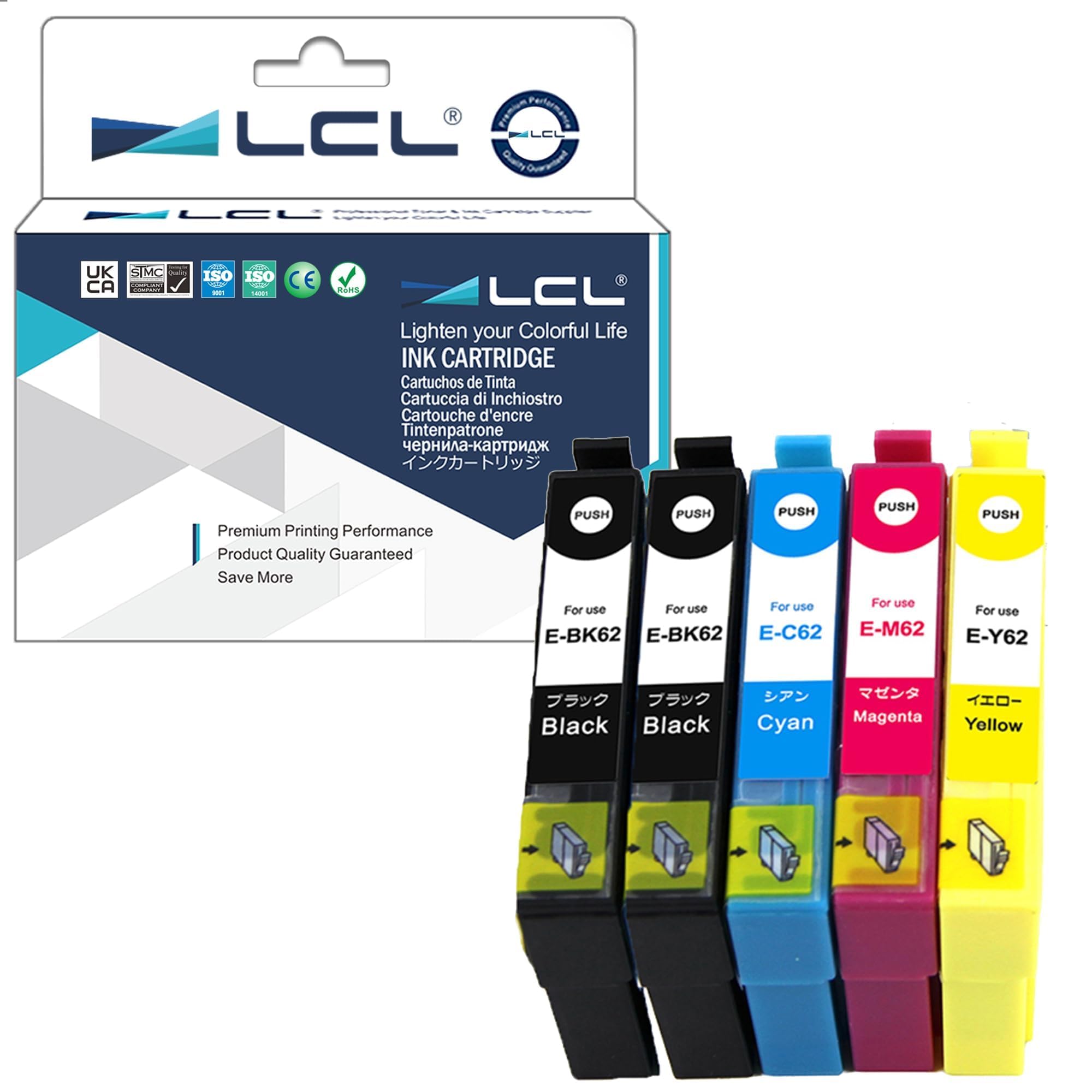 LCL для Epson IC4CL62 ICBK62 ICC62 ICM62 ICY62 pack 2 чорний блакитний пурпурний пігмент, сумісний чорнильний картридж Сумісний (5 жовтий) моделі
LCL для Epson IC4CL62 ICBK62 ICC62 ICM62 ICY62 pack 2 чорний блакитний пурпурний пігмент, сумісний чорнильний картридж Сумісний (5 жовтий) моделі
