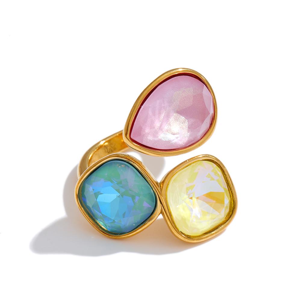Yhpup Stainless Steel Colorful K9 Crystal Open Adjustable Ring 18K Golden PVD Plated Fashion Finger Jewelry Water Resistant resizable
Yhpup Stainless Steel Colorful K9 Crystal Open Adjustable Ring 18K Golden PVD Plated Fashion Finger Jewelry Water Resistant resizable