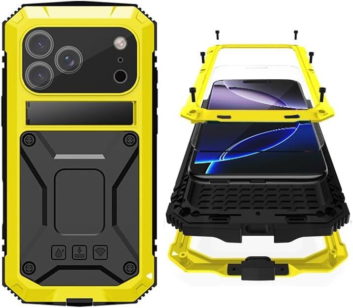Case for IPhone 17Air 16e 16 15 14 Plus 13 12 11 Pro Max Rugged Aluminum Metal Shockproof Cover Anti-scratch Glass Screen Film aluminum&Case & Strap&iPhone17 Pro жовтий
Case for IPhone 17Air 16e 16 15 14 Plus 13 12 11 Pro Max Rugged Aluminum Metal Shockproof Cover Anti-scratch Glass Screen Film aluminum&Case & Strap&iPhone17 Pro жовтий