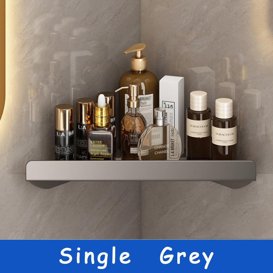 Треугольная полка для ванной комнаты с крючками, серая, черная, железная, металлическая, настенная, органайзер для хранения мыла, угловая полка для кухни