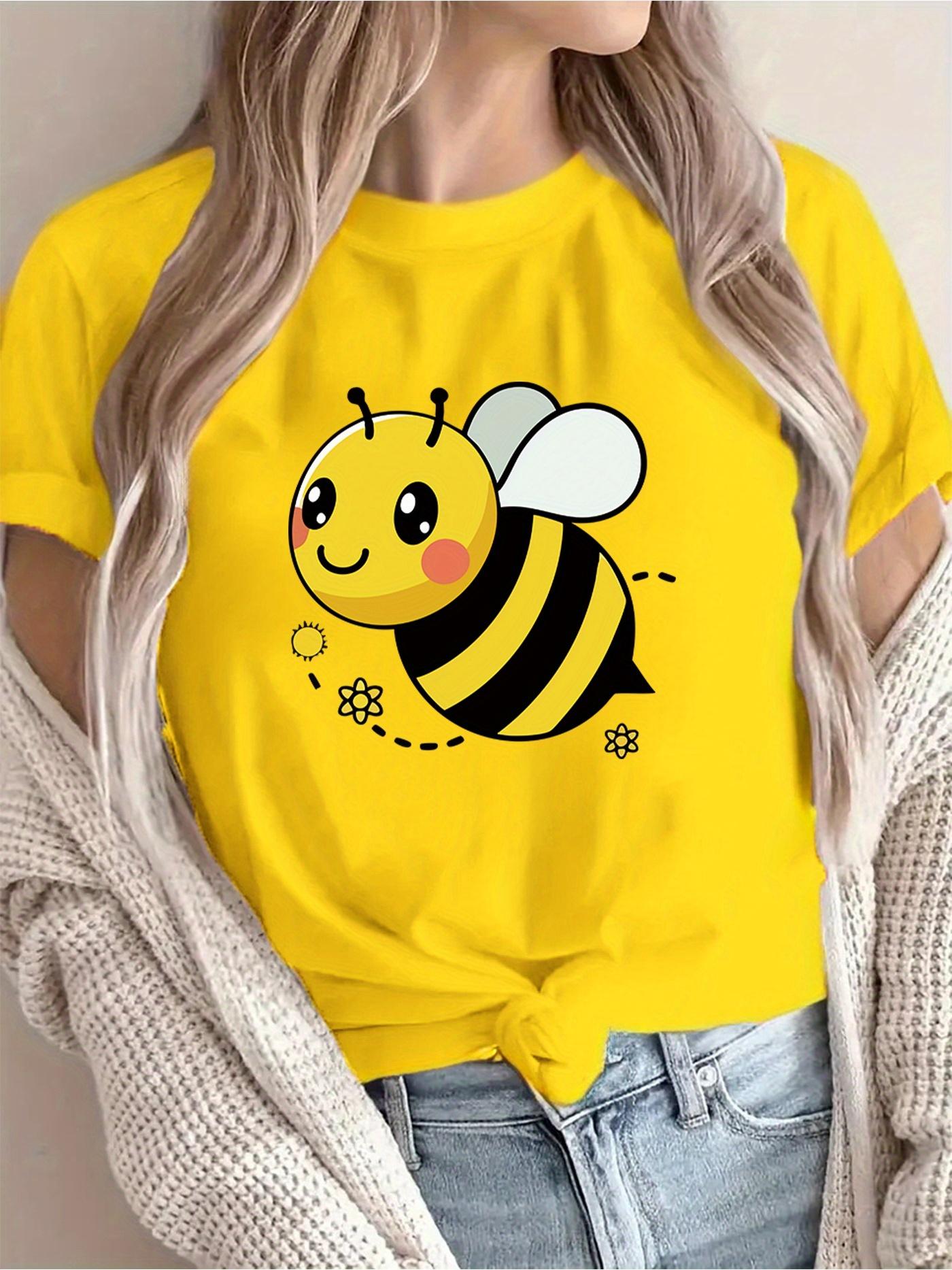 Women s Casual Short Sleeve T-Shirt Cute Cartoon Bee & Floral Print Breathable Round Neck Tee for Spring/Summer M
Women s Casual Short Sleeve T-Shirt Cute Cartoon Bee & Floral Print Breathable Round Neck Tee for Spring/Summer M