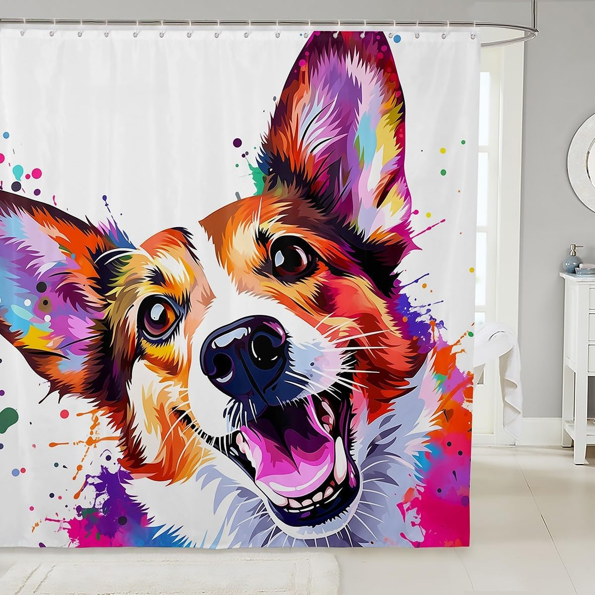 Cute Corgi Waterproof Bathroom Curtain Dog Pet Shower Curtain Splatters Bath Curtain Cartoon Watercolor Waterproof Fabric W60H190(CM)-1 Pcs
Cute Corgi Waterproof Bathroom Curtain Dog Pet Shower Curtain Splatters Bath Curtain Cartoon Watercolor Waterproof Fabric W60H190(CM)-1 Pcs