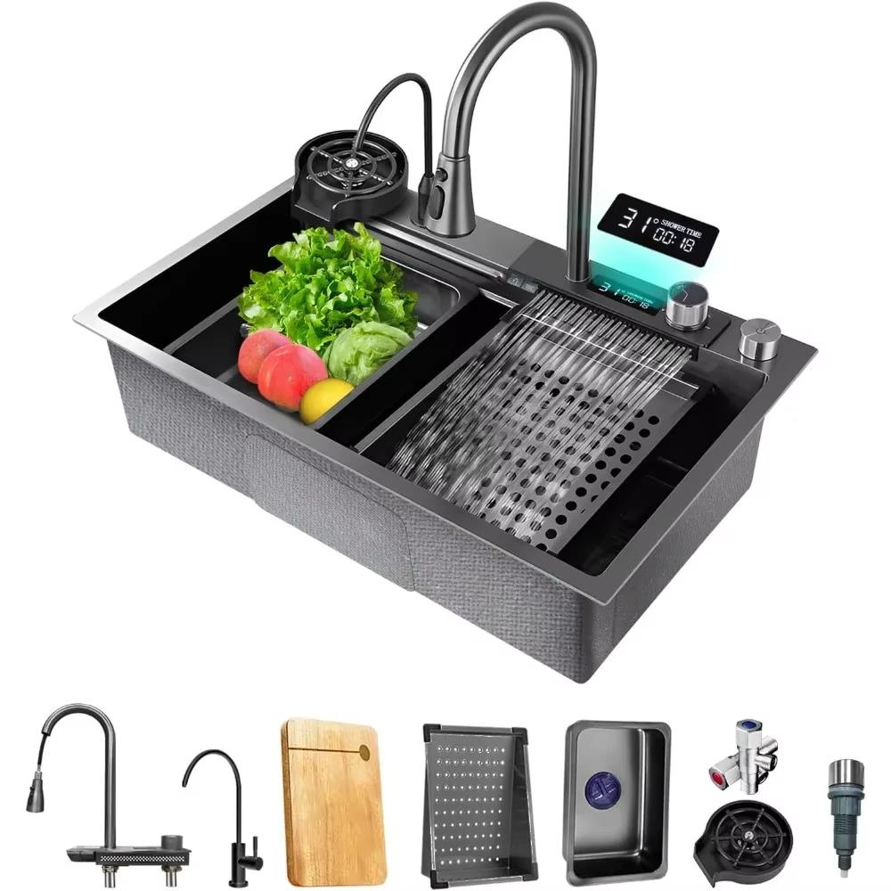 Кухонная мойка Водопадная мойка Temp Digital с мойкой для чашек Counter Controls Workstation Kitchen Sink одинарные кухонные мойки Black 680X450mm чёрный
Кухонная мойка Водопадная мойка Temp Digital с мойкой для чашек Counter Controls Workstation Kitchen Sink одинарные кухонные мойки Black 680X450mm чёрный