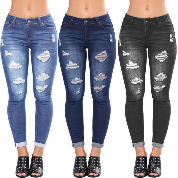 Women Denim Jeans Ripped Slim Skinny Pencil Pants Ladies Casual Solid Color Stretch Jeans S-3XL S чорний
Women Denim Jeans Ripped Slim Skinny Pencil Pants Ladies Casual Solid Color Stretch Jeans S-3XL S чорний