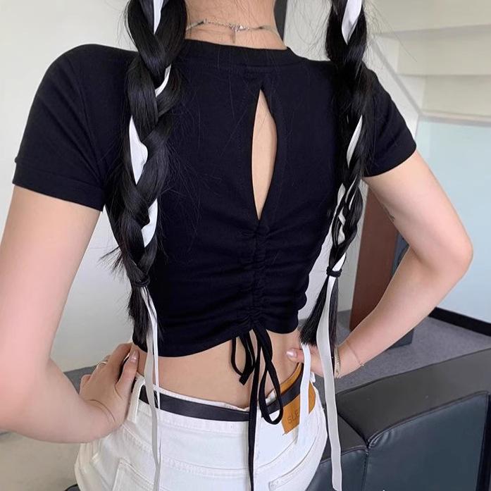 Women s Short-Sleeve High-Waisted Summer T-Shirt with Hollow Back Design Small чорний
Women s Short-Sleeve High-Waisted Summer T-Shirt with Hollow Back Design Small чорний