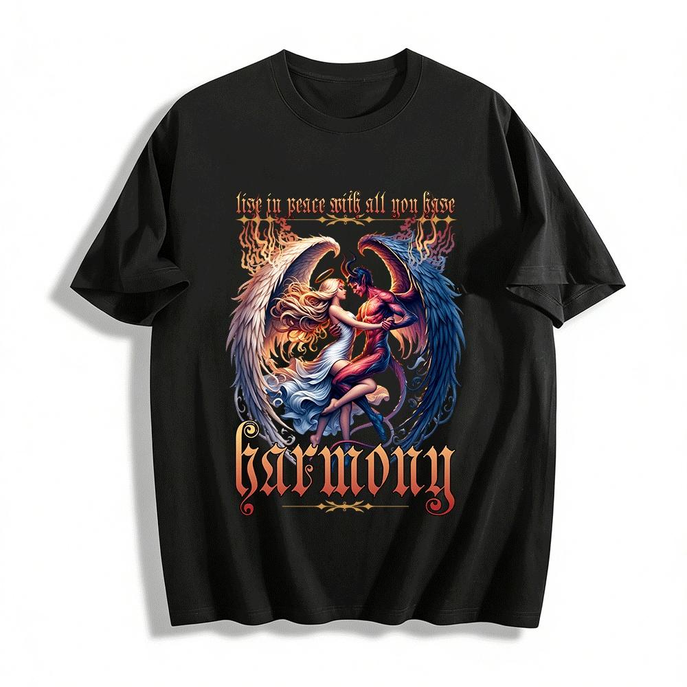 Angel And Devil Harmony Print Top Contrast Theme Casual T-shirt Pure cotton T-shirt XXS
Angel And Devil Harmony Print Top Contrast Theme Casual T-shirt Pure cotton T-shirt XXS