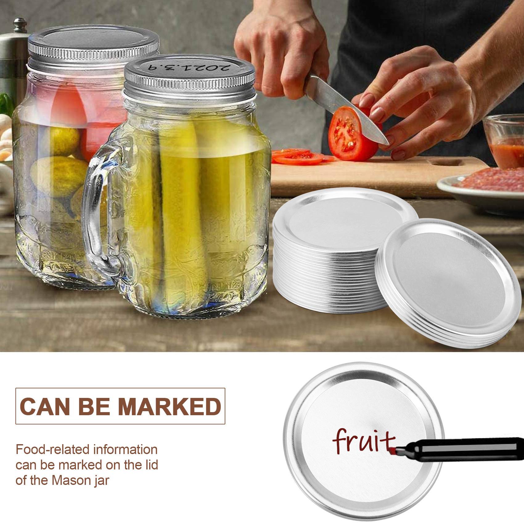 Good-100 Pcs Regular Mouth 70MM Jar Canning Lids, Reusable Leak Proof Split-Type Silver Lids With Silicone Seals Rings срібний
Good-100 Pcs Regular Mouth 70MM Jar Canning Lids, Reusable Leak Proof Split-Type Silver Lids With Silicone Seals Rings срібний