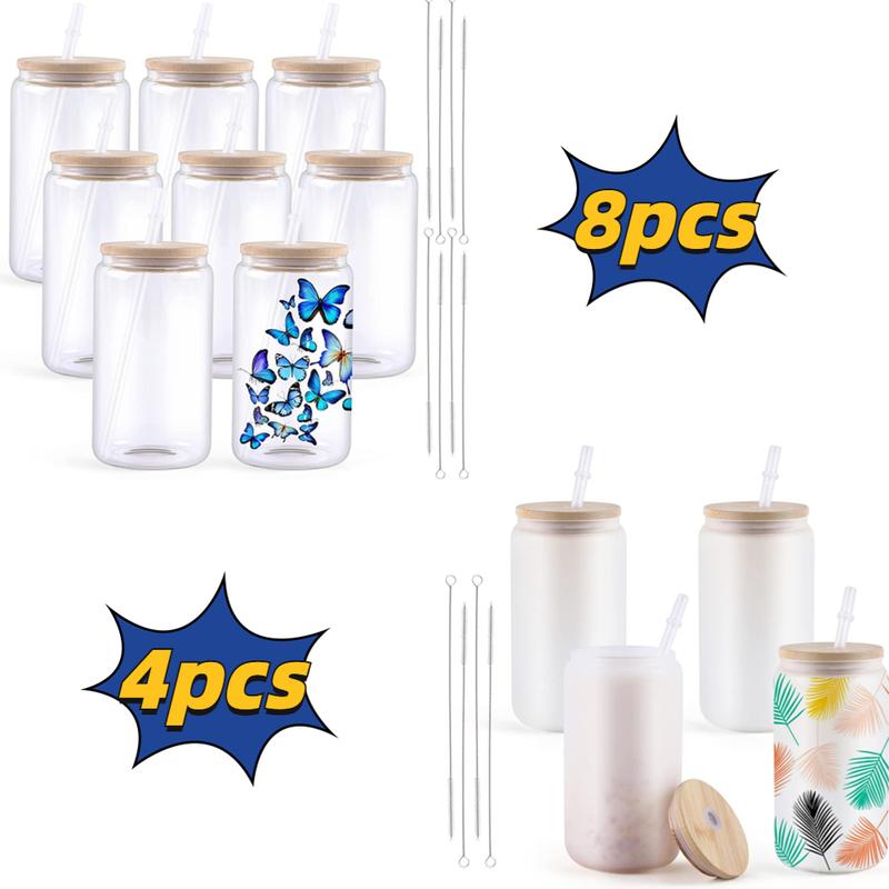 HTVRONT 4/8 Pack 16OZ Clear/Frosted Glass Sublimation Tumblers with Bamboo Lid Sublimate Tumbler Blanks DIY for Iced Coffee Cups
HTVRONT 4/8 Pack 16OZ Clear/Frosted Glass Sublimation Tumblers with Bamboo Lid Sublimate Tumbler Blanks DIY for Iced Coffee Cups
