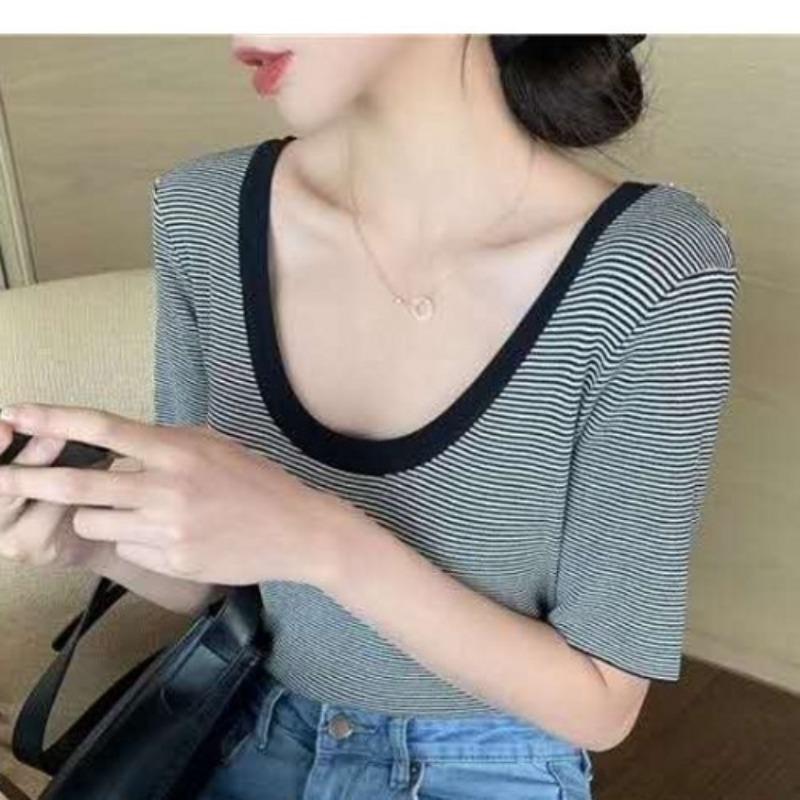 Свободные свитера, сетчатые красные полосатые трикотажные рубашки с U-образным вырезом и короткими рукавами, летние футболки для женщин, повседневные, удобные и стильные, облегающие свитера, футболки One Size
Свободные свитера, сетчатые красные полосатые трикотажные рубашки с U-образным вырезом и короткими рукавами, летние футболки для женщин, повседневные, удобные и стильные, облегающие свитера, футболки One Size