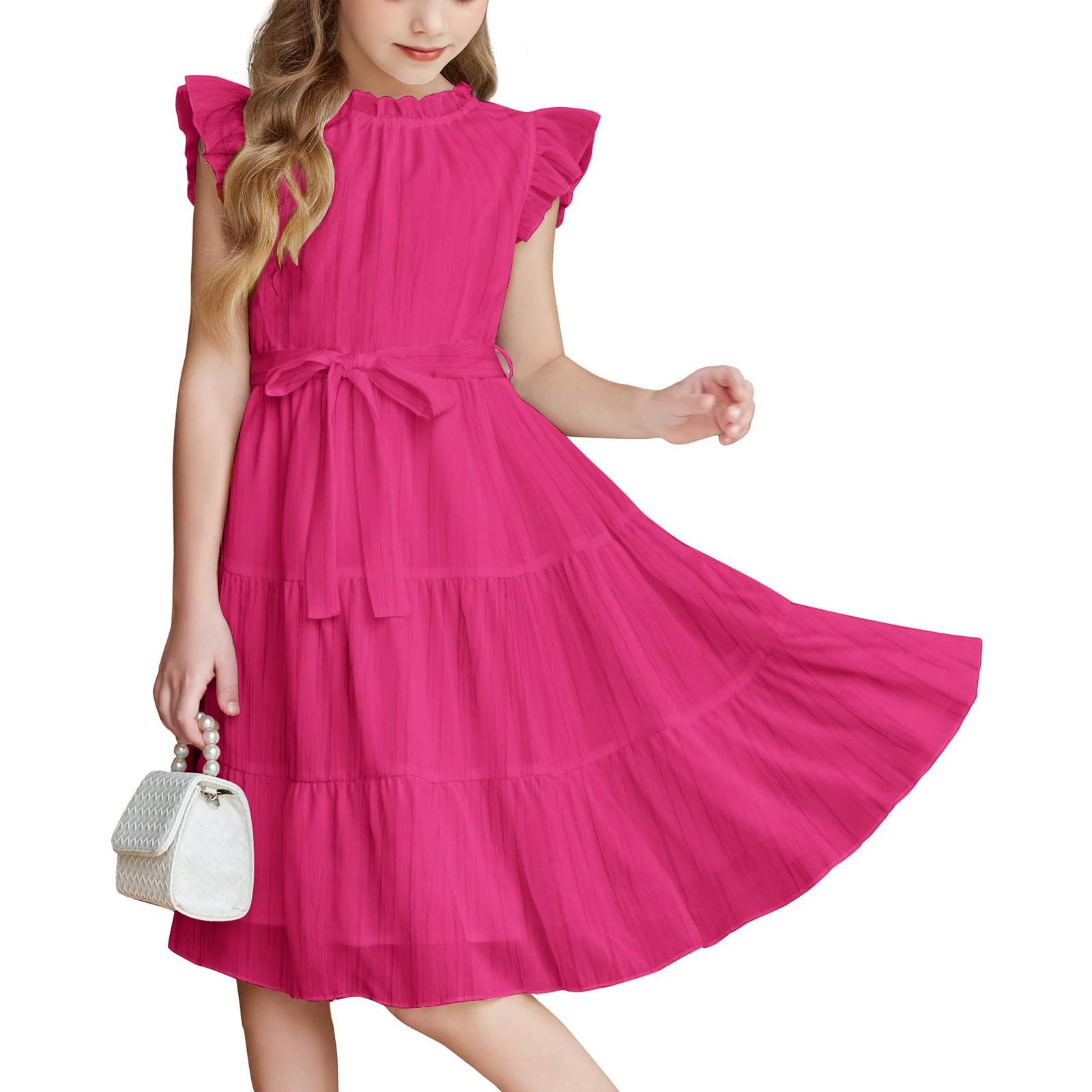 Girls Color Dress Round Neck Tie-Waist Ruffle Hem Dress 160
Girls Color Dress Round Neck Tie-Waist Ruffle Hem Dress 160