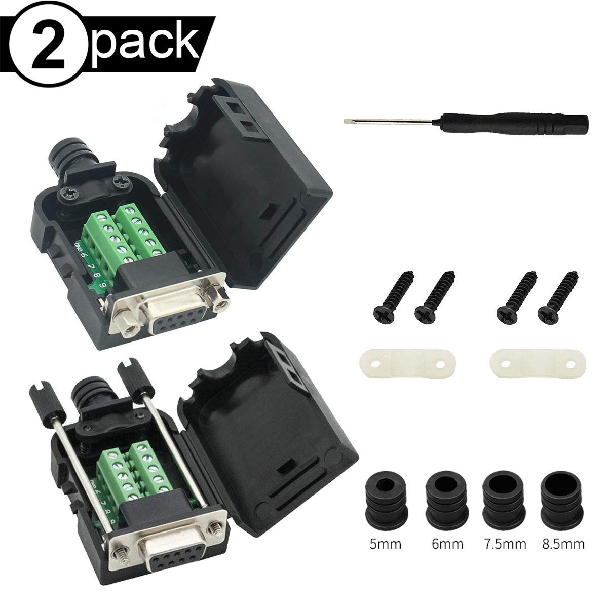 Youmile 2Pcs DB9 Connector 9 Pin Male and Female 2 Row Terminal Adapter Breakout PCB Board with Flathead Screwdriver Wire Cover for DIY D-SUB +
Youmile 2Pcs DB9 Connector 9 Pin Male and Female 2 Row Terminal Adapter Breakout PCB Board with Flathead Screwdriver Wire Cover for DIY D-SUB +