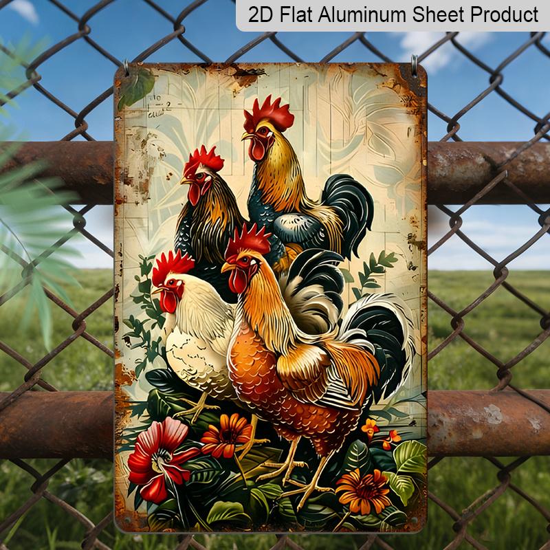 2D Flat, 1pc Vintage Rooster Metal Sign - 8x12 Inch Rustic Aluminum Wall Art with 3 Roosters & Floral Design, Indoor/Outdoor Decorative Hanging Plate 20*30cm
2D Flat, 1pc Vintage Rooster Metal Sign - 8x12 Inch Rustic Aluminum Wall Art with 3 Roosters & Floral Design, Indoor/Outdoor Decorative Hanging Plate 20*30cm