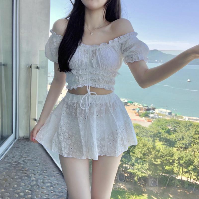 Korean Dongdaemun Three-Piece Bikini Set: Hollow-Out Puff Sleeve, High-Waist Triangle Swimsuit M білий
Korean Dongdaemun Three-Piece Bikini Set: Hollow-Out Puff Sleeve, High-Waist Triangle Swimsuit M білий