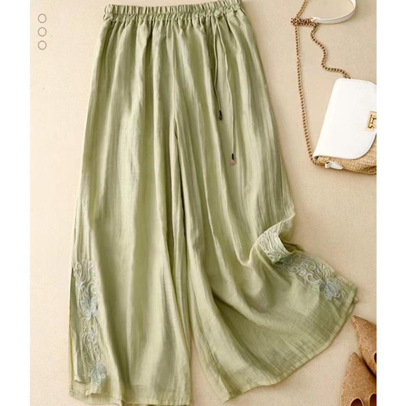 Retro Embroidered Tencel Wide-Leg Pants - Women’s High-Waist Summer Casual with Slit Tassel Details. XXL, 130-145 lbs
Retro Embroidered Tencel Wide-Leg Pants - Women’s High-Waist Summer Casual with Slit Tassel Details. XXL, 130-145 lbs