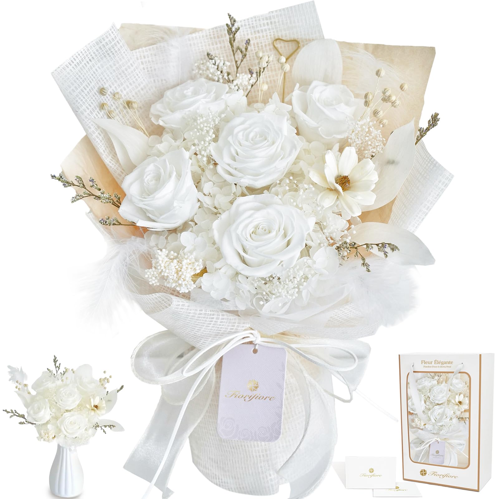 Fiorifiore Mother s Day Preserved Flower Bouquet, 5 Roses, Freestanding, with Gift Box, Perfect for Birthdays, Weddings, and Other Gifts, Interior Dri
Fiorifiore Mother s Day Preserved Flower Bouquet, 5 Roses, Freestanding, with Gift Box, Perfect for Birthdays, Weddings, and Other Gifts, Interior Dri