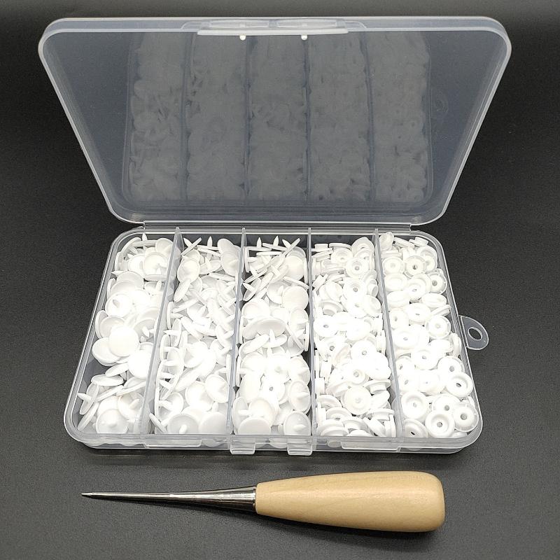 100 sets of resin buttons, T5 plastic four-piece fastening clothes, self-sealing hidden buttons, matching tools
100 sets of resin buttons, T5 plastic four-piece fastening clothes, self-sealing hidden buttons, matching tools
