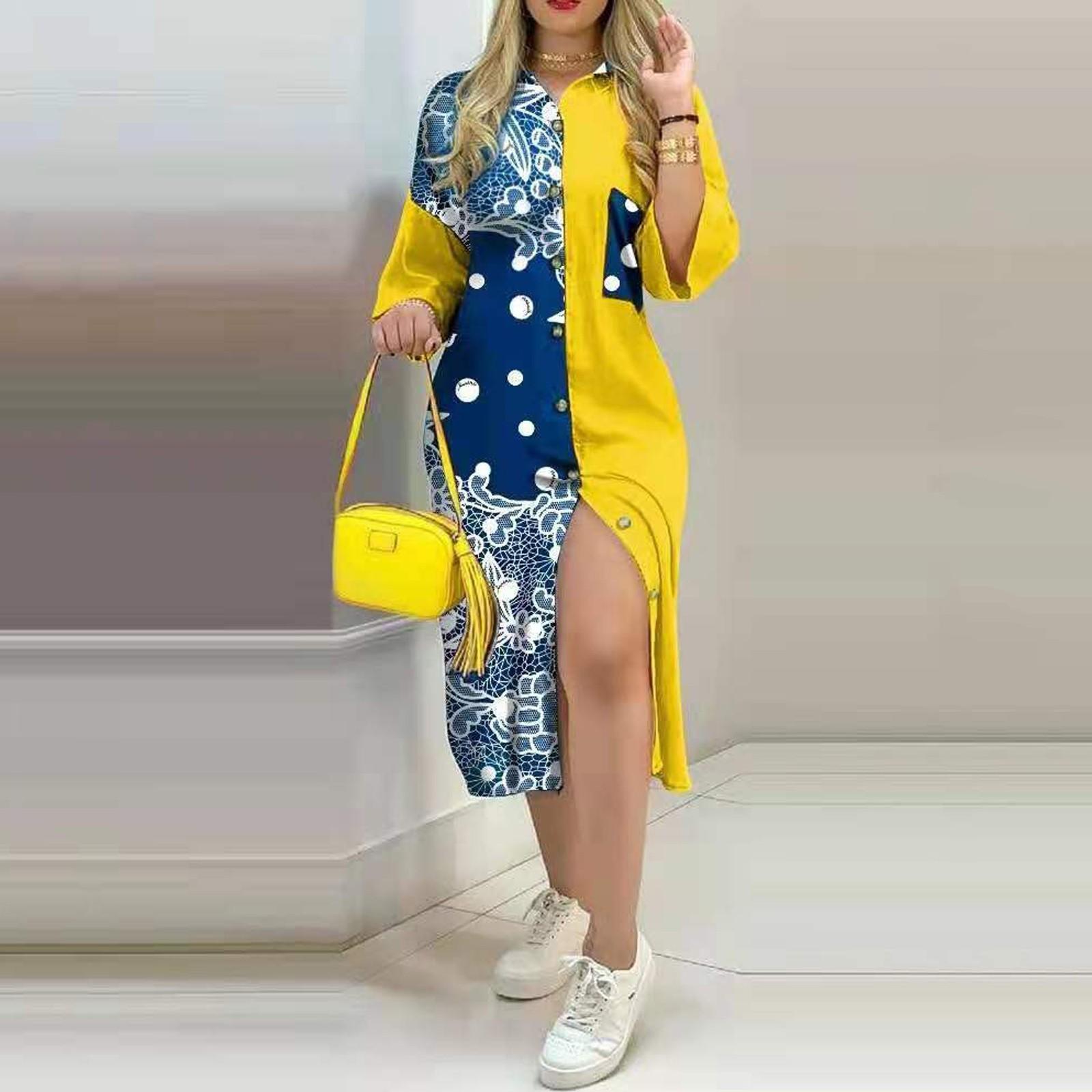 Fashion Womens Casual Loose Sexy Long Sleeve Pocket Button Shirt Print Dress XXXL жовтий
Fashion Womens Casual Loose Sexy Long Sleeve Pocket Button Shirt Print Dress XXXL жовтий