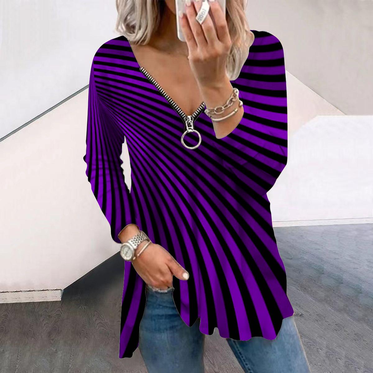 Женские осенние креативные диагональные линии с принтом футболки с длинным рукавом свободные футболки больших размеров с V-образным вырезом удобные блузки 3XL фиолетовый
Женские осенние креативные диагональные линии с принтом футболки с длинным рукавом свободные футболки больших размеров с V-образным вырезом удобные блузки 3XL фиолетовый