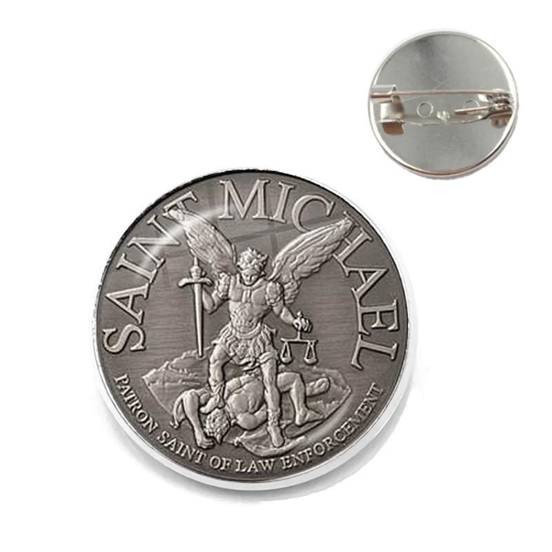 Hot St.Michael Brooches Fashion Protect Me Saint Shield Protection Justice Collar Pins Talisman Christian Holy Gifts For Friends
Hot St.Michael Brooches Fashion Protect Me Saint Shield Protection Justice Collar Pins Talisman Christian Holy Gifts For Friends