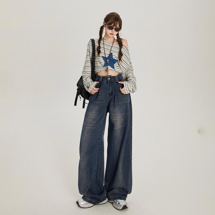 American Retro High-Waisted Wide-Leg Jeans for Women - Autumn Floor-Length Style Extra Large
American Retro High-Waisted Wide-Leg Jeans for Women - Autumn Floor-Length Style Extra Large