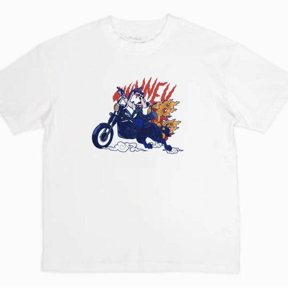 New Fashion High Street Biker Wang Ye Printed Short Sleeve Round Neck Cotton TShirt Summer Unisexs and Womens Loose Clothes S
New Fashion High Street Biker Wang Ye Printed Short Sleeve Round Neck Cotton TShirt Summer Unisexs and Womens Loose Clothes S