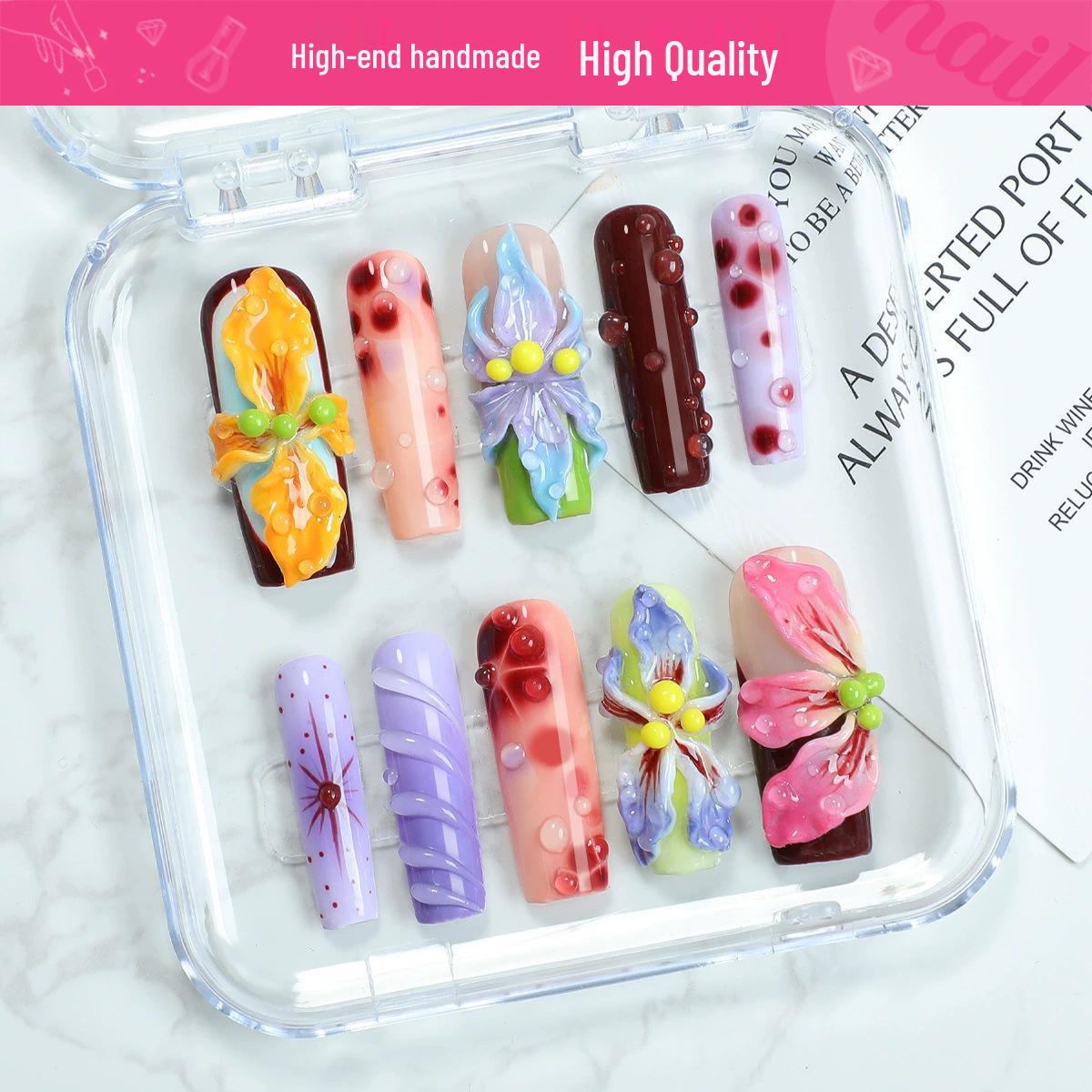3D Stereo Flower Handmade Press-On Nails with Dopamine Water Drop Texture - Exquisite Purely Handmade Design. Small
3D Stereo Flower Handmade Press-On Nails with Dopamine Water Drop Texture - Exquisite Purely Handmade Design. Small