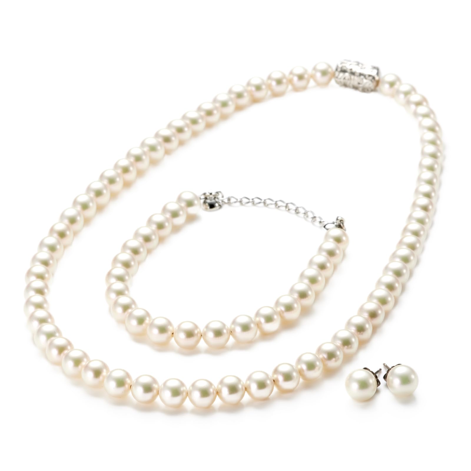 Aniba Organic Artificial Pearl Necklace Bracelet Earrings 3 Piece Set Made in Japan Magnetic Clasp 45cm 7.5-7.8mmBeads White 3NE-BP-8MN01-45
Aniba Organic Artificial Pearl Necklace Bracelet Earrings 3 Piece Set Made in Japan Magnetic Clasp 45cm 7.5-7.8mmBeads White 3NE-BP-8MN01-45