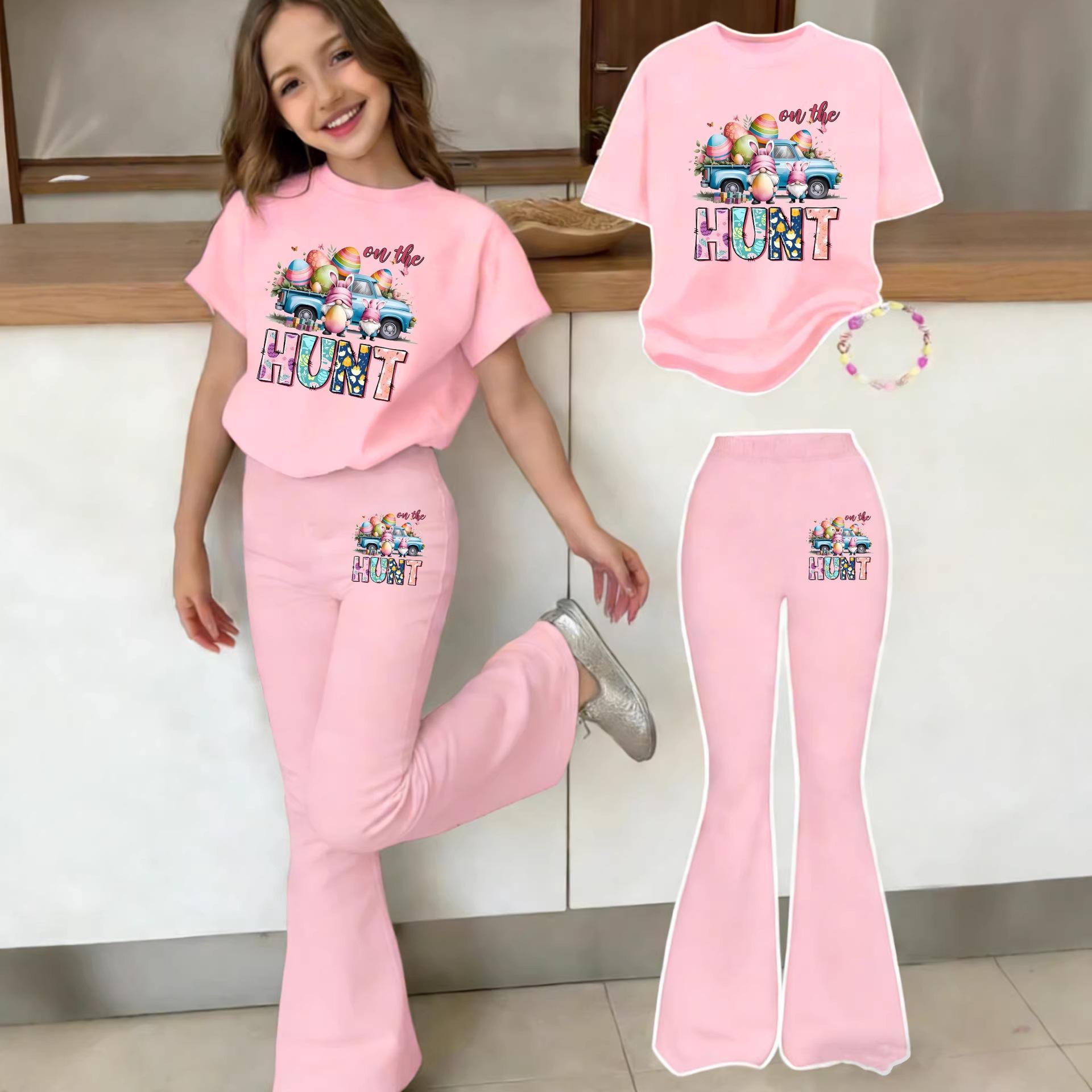 Girls Casual Flared Pants Set for Summer, Children s Fashionable Easter Cartoon Print Two-piece Set 11-12Y
Girls Casual Flared Pants Set for Summer, Children s Fashionable Easter Cartoon Print Two-piece Set 11-12Y