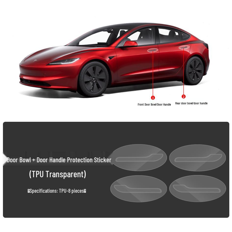 Tesla Model 3/Y TPU Anti-Mud Smoked Film: Headlight, Taillight, Center Pillar, Door Handle Protection.
Tesla Model 3/Y TPU Anti-Mud Smoked Film: Headlight, Taillight, Center Pillar, Door Handle Protection.