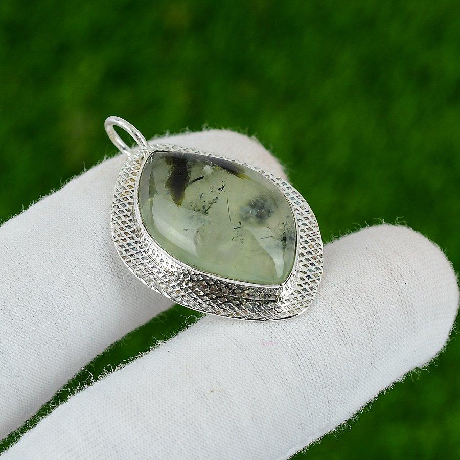 Natural Moss Prehnite Gemstone Pendant 925 Sterling Silver Jewelry For Girls
Natural Moss Prehnite Gemstone Pendant 925 Sterling Silver Jewelry For Girls