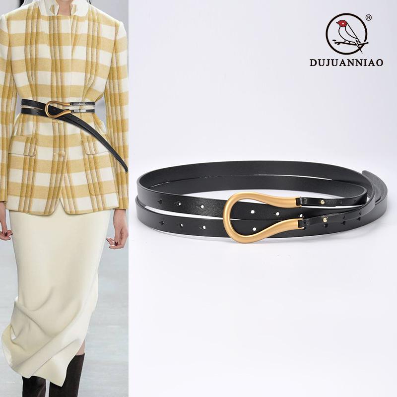 Double Belt Horseshoe Buckle Casual Decoration Double Layer Metal Arc Buckle Flow Beard Long Leather Thin Belt 125cm
Double Belt Horseshoe Buckle Casual Decoration Double Layer Metal Arc Buckle Flow Beard Long Leather Thin Belt 125cm