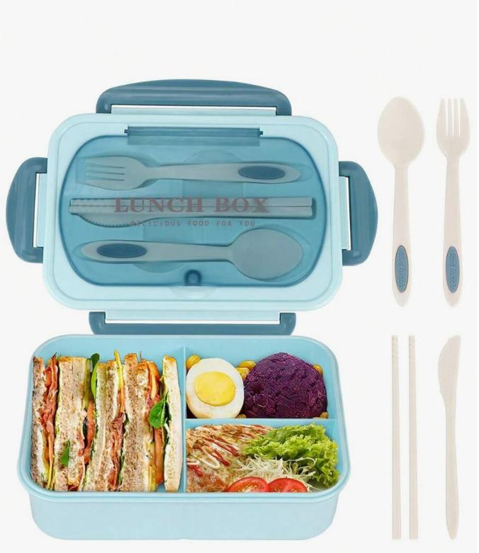 Set bento box for adults, 3 compartments, can be placed in microwave and dishwasher, (with knife, fork, spoon, and chopsticks)
Set bento box for adults, 3 compartments, can be placed in microwave and dishwasher, (with knife, fork, spoon, and chopsticks)