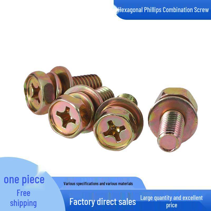 Yellow Zinc-Plated Phillips Hex Head Combination Screw Bolt M4/M5/M6/M8 M8*12 (100 pcs)
Yellow Zinc-Plated Phillips Hex Head Combination Screw Bolt M4/M5/M6/M8 M8*12 (100 pcs)