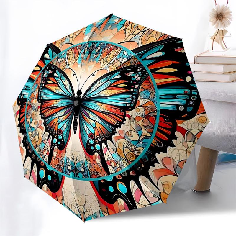 1pc Colorful Butterfly Design Automatic Opening/Closing Umbrella with Portable Tri-Fold Design, 8-Rib Iron Frame Outdoor Umbrella, Perfect Gift for Fa
1pc Colorful Butterfly Design Automatic Opening/Closing Umbrella with Portable Tri-Fold Design, 8-Rib Iron Frame Outdoor Umbrella, Perfect Gift for Fa