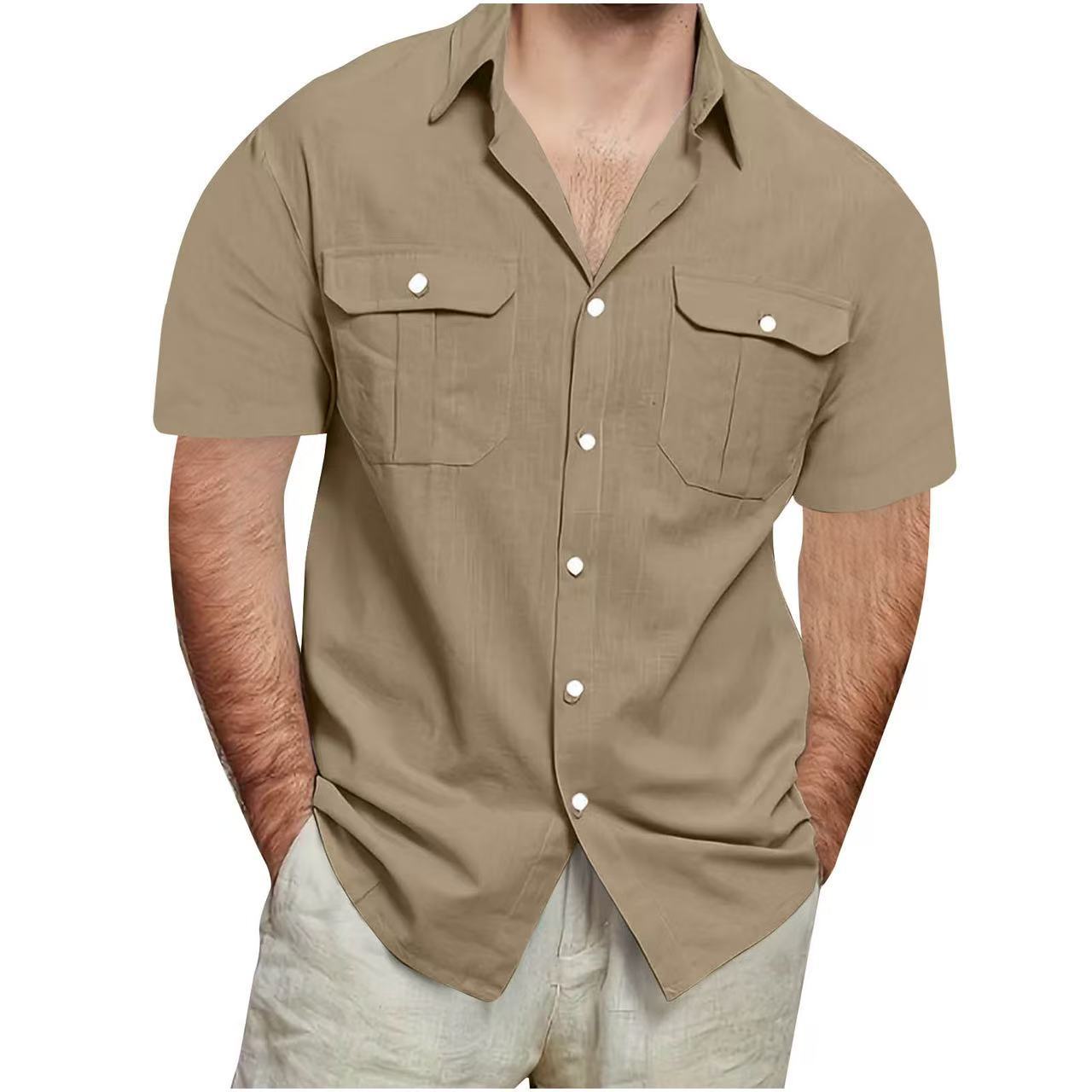 Summer Men s Cotton Linen Short Sleeve Double Pocket Shirts Solid Color Loose Casual Shirt Men 5XL світло-коричневого кольору
Summer Men s Cotton Linen Short Sleeve Double Pocket Shirts Solid Color Loose Casual Shirt Men 5XL світло-коричневого кольору