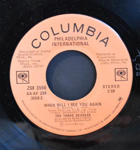 7inch Record THREE DEGREES - When Will I See You Again / Year Of ZS83550 Columbia, Phila 1974 Canada Soul/Funk Used
7inch Record THREE DEGREES - When Will I See You Again / Year Of ZS83550 Columbia, Phila 1974 Canada Soul/Funk Used