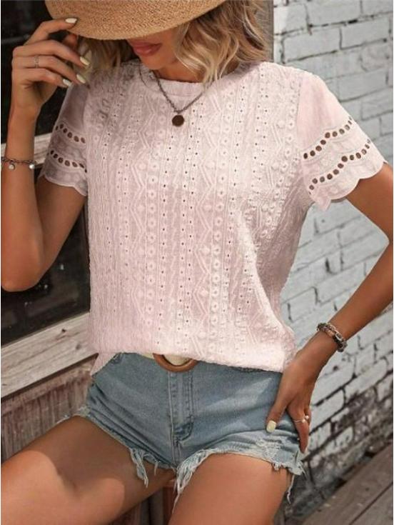 Summer Casual Pleated Embroidery Eyelet Solid Color V-Neck Short Sleeve Shirt XL рожевий
Summer Casual Pleated Embroidery Eyelet Solid Color V-Neck Short Sleeve Shirt XL рожевий