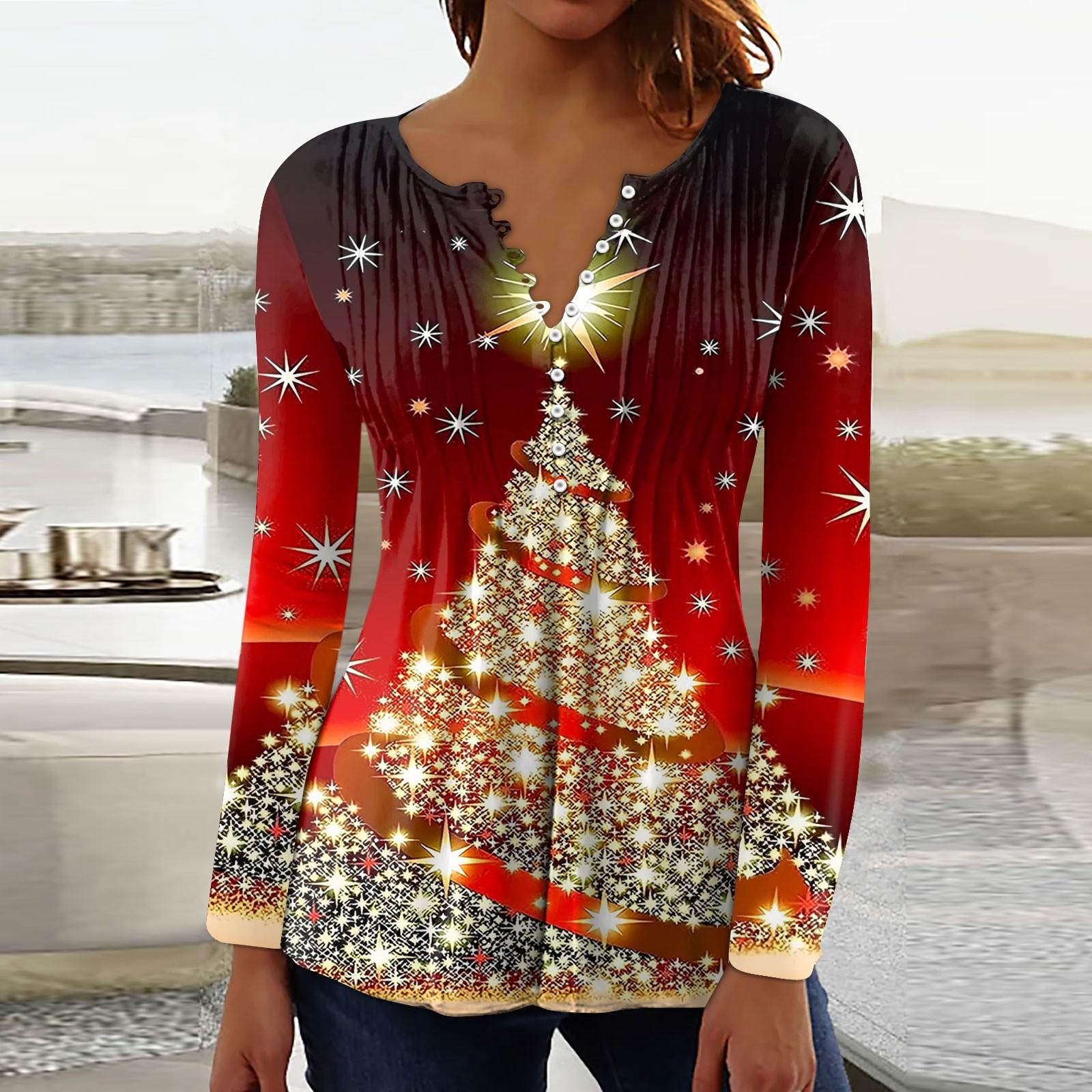 Women s Printed Button Collar Pleated Printed Long Sleeves Holiday Basics Tunic Slim Tops Christmas Printed Ethnic Tops T-Shirts V Neck Pullover Tops XXL червоний
Women s Printed Button Collar Pleated Printed Long Sleeves Holiday Basics Tunic Slim Tops Christmas Printed Ethnic Tops T-Shirts V Neck Pullover Tops XXL червоний