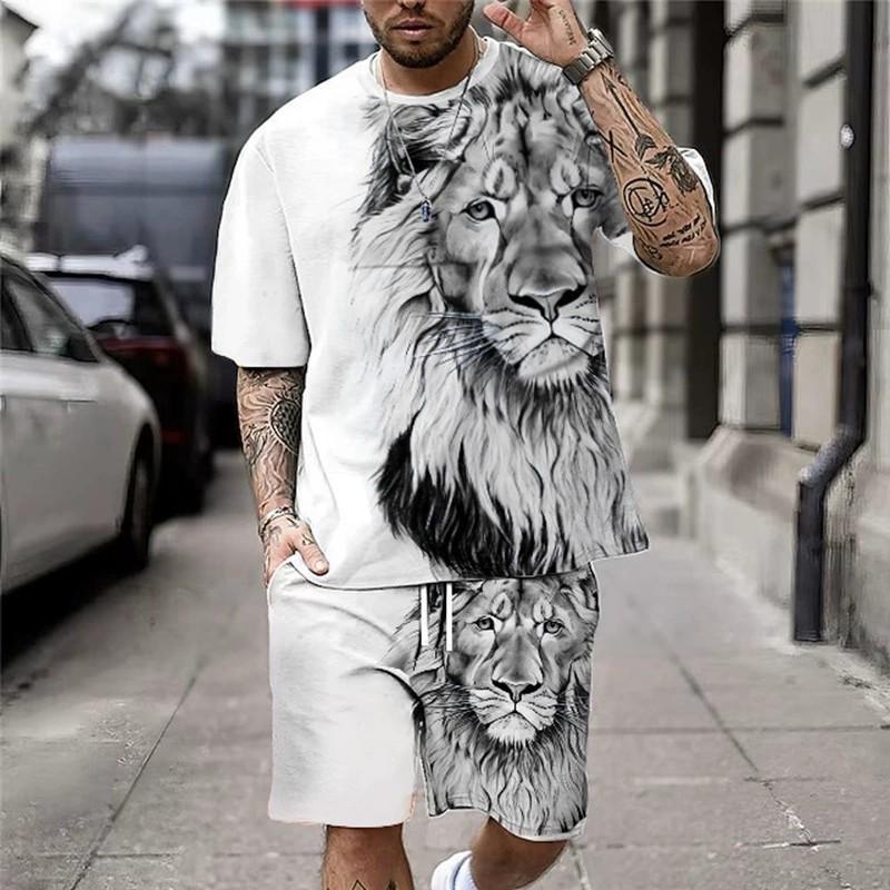 Men s Lion 3D Print T-Shirt & Shorts Set Casual 2PCS Summer Tracksuit Loose Short Sleeve Outfit XXXL білий
Men s Lion 3D Print T-Shirt & Shorts Set Casual 2PCS Summer Tracksuit Loose Short Sleeve Outfit XXXL білий