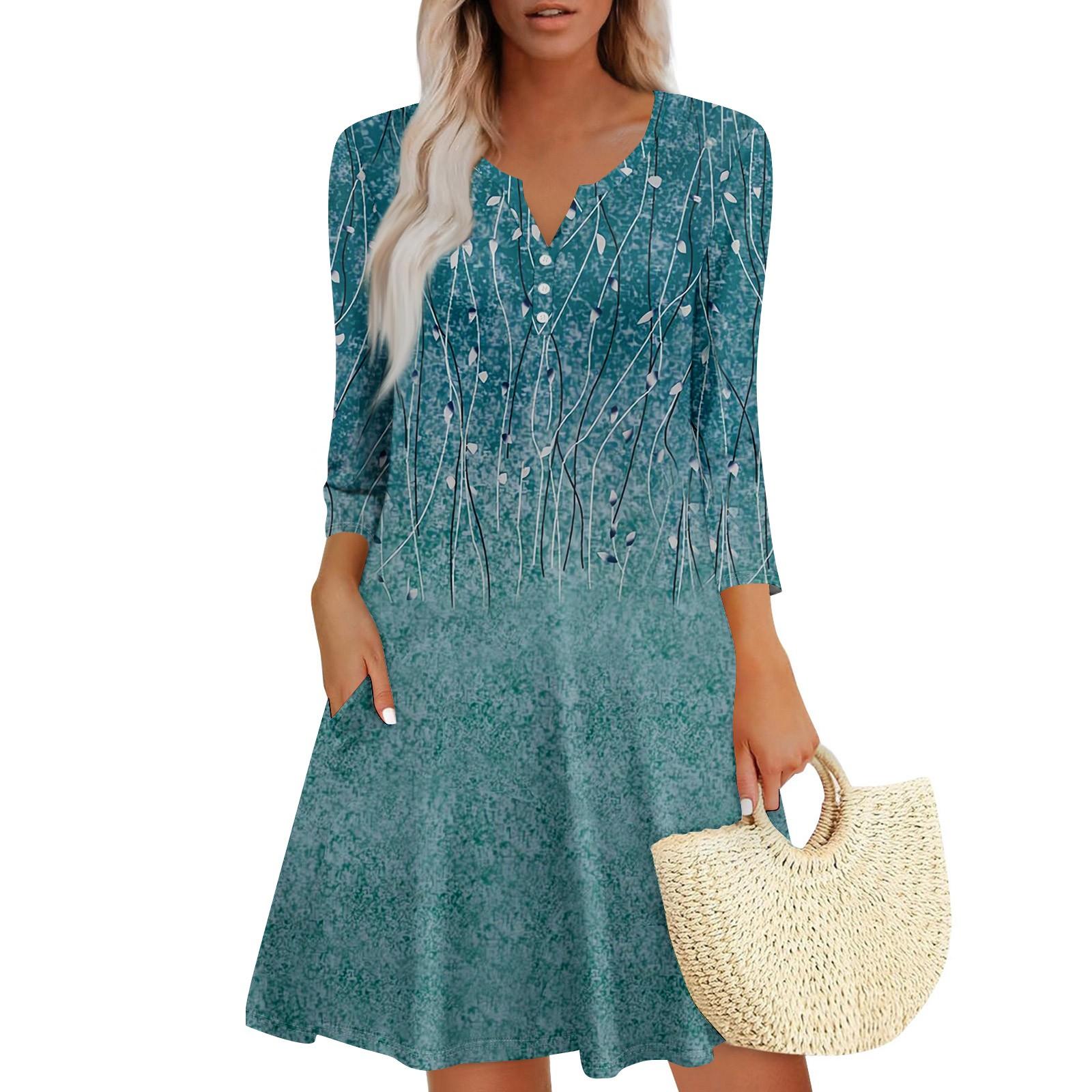 Женское летнее платье, свободное платье с V-образным вырезом, рукавом три четверти и карманами L
Женское летнее платье, свободное платье с V-образным вырезом, рукавом три четверти и карманами L